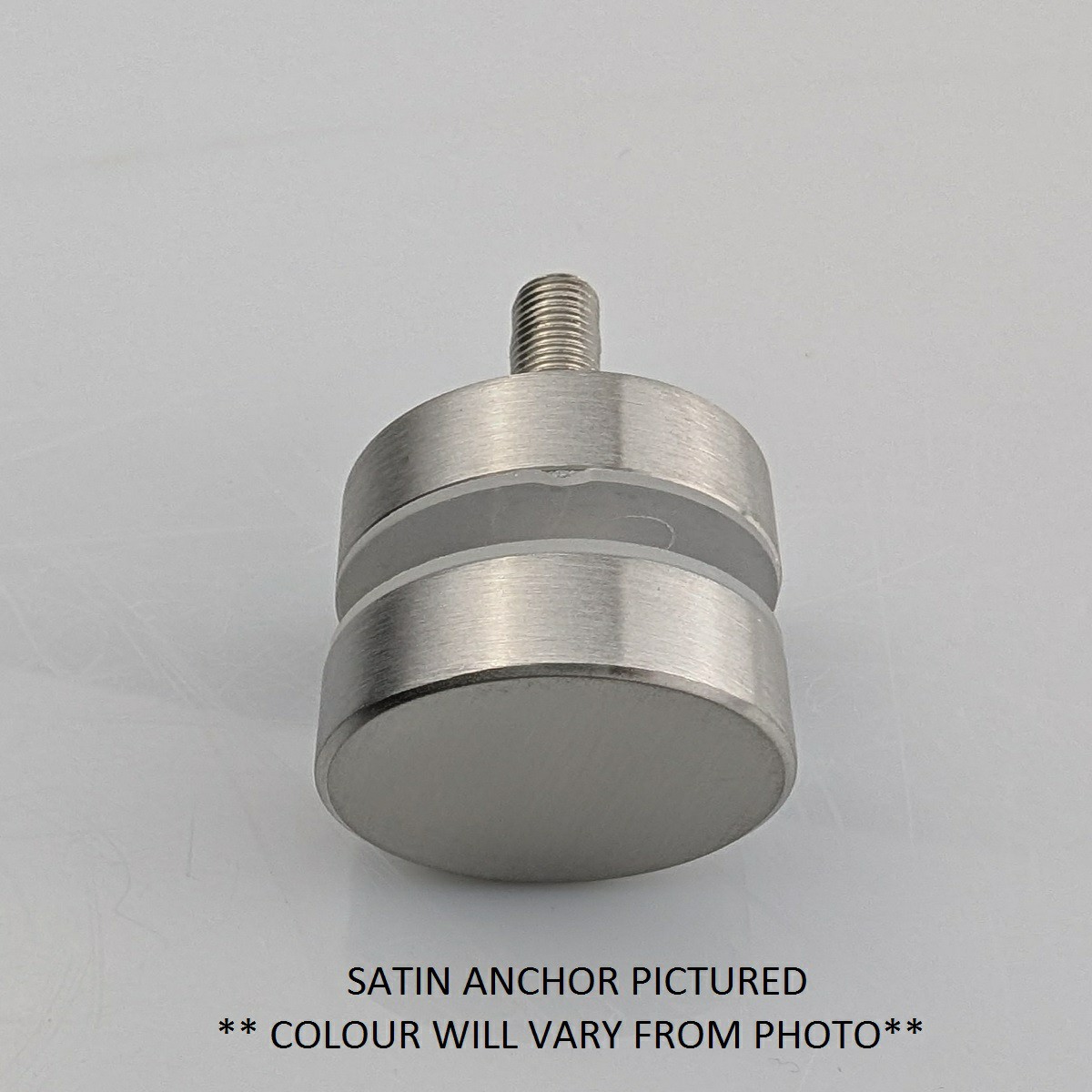 Image of 25mm Diameter glass anchor with 10mm body - Satin stainless steel pictured